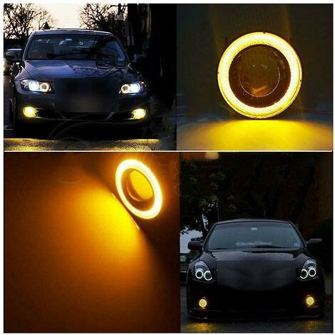 V Zoll Universal Cob Led Drl Fahrlicht Wei Gelb Angel Eyes