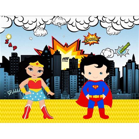 Painel Banner Festa Superman E Mulher Maravilha Cute X Shopee Brasil