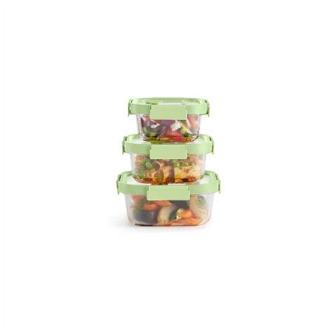 Lekue 100 Airtight Square Glass Food Storage Container Set Of 3 1 Ea Kroger