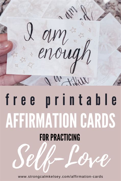 Free Printable Affirmation Cards For Self Love Strong Calm Kelsey