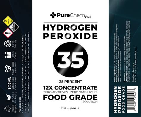 35% Food Grade Hydrogen Peroxide 32 oz - 4 Pack