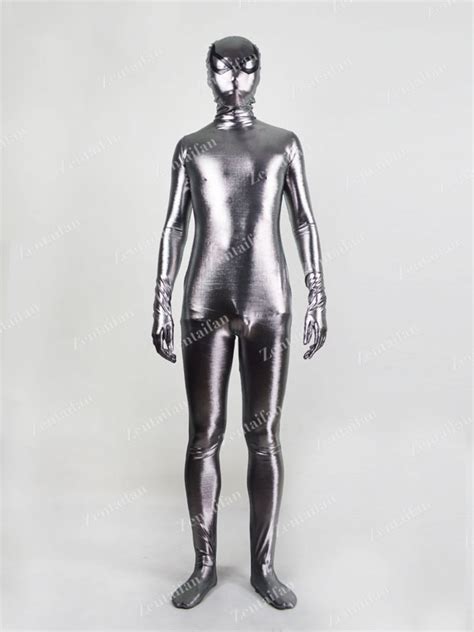 Shiny Grey Metallic Fullbody Zentai Suit Mz Fan Iezapp