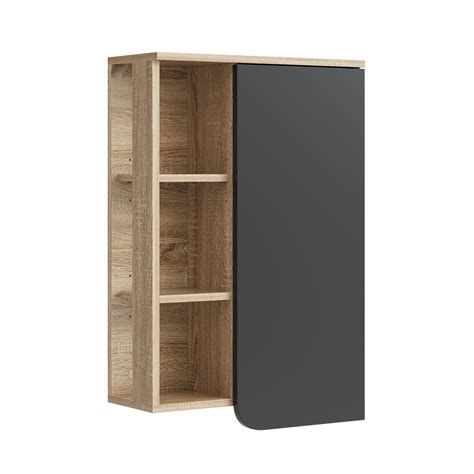 Badschrank Karen Sonoma Anthrazit 50 x 75 cm mit Tür und offenen