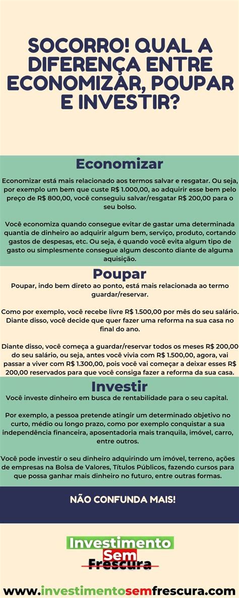 Inocentes A Diferen A Entre Economizar Poupar E Investir