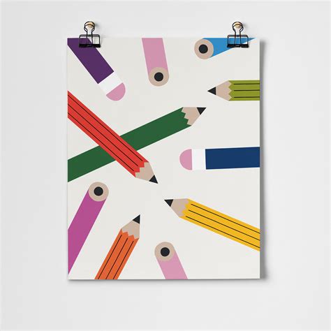 Scattered Pencils Fine Art Print Roomytown