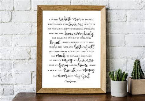 Ted Jones Richest Man in America Quote Printable Edward | Etsy