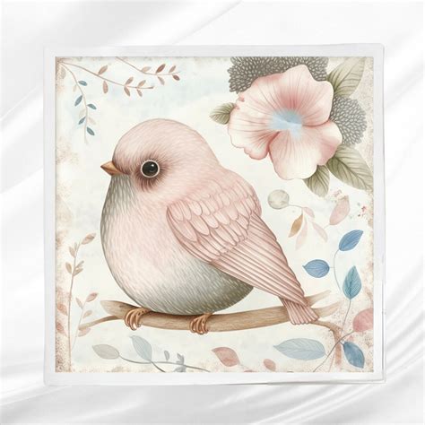 Pink Boho Bird Fabric Panel Quilt Block Square Fabric Panel For Sewing Projects Etsy