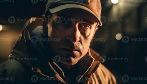 Confident athlete exercising outdoors in dark winter city, back lit