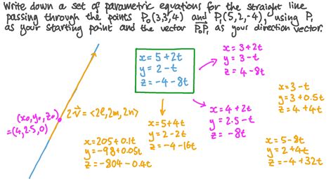 Question Video Determining The Parametric Equations Of A Straight Line