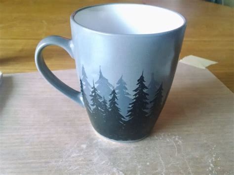 DIY Ceramic Mug Painting Tutorial- Dark Forest Scene