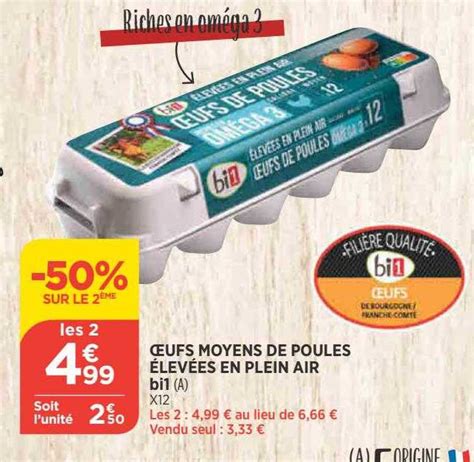 Promo Oeufs Moyens De Poules élevées En Plein Air Bi1 chez Bi1