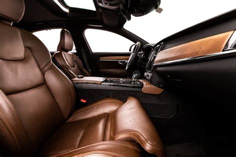 Volvo S90 Brown Leather Interior Editorial Photography Image Of