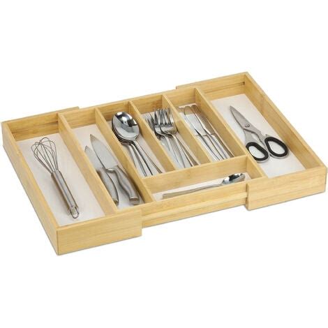 Relaxdays Cutlery Tray Extendable Insert 5 To 7 Compartments Drawer