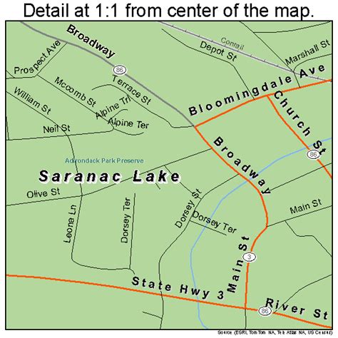 Saranac Lake New York Street Map 3665233