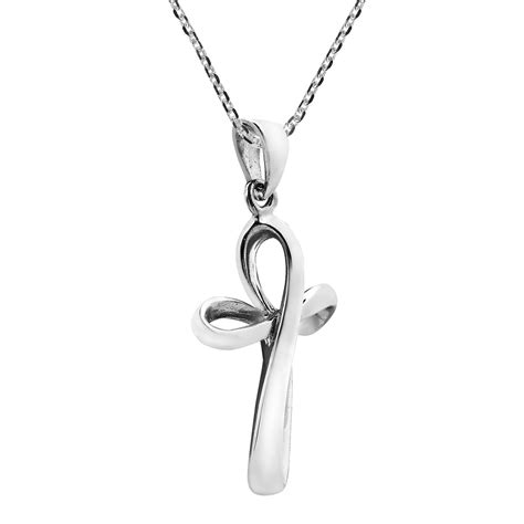 Modern Infinity Loop Cross Sterling Silver Necklace