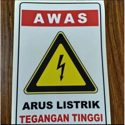 Jual Stiker Vinyl 23x30cm Awas Arus Listrik Tegangan Tinggi Sign Rambu K3 Indonesia Shopee Indonesia