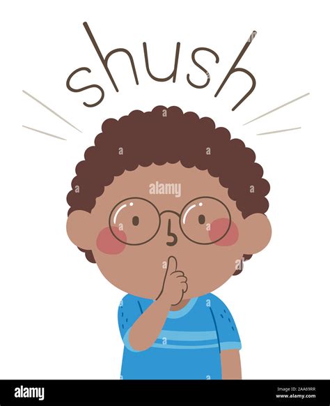 Illustration Of Shush Sound And A Kid Boy Gesturing Silence Please