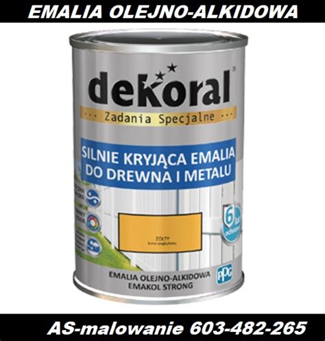 EMAKOL farba emalia olejna DEKORAL 0 9l POŁYSK MIX 7035840719