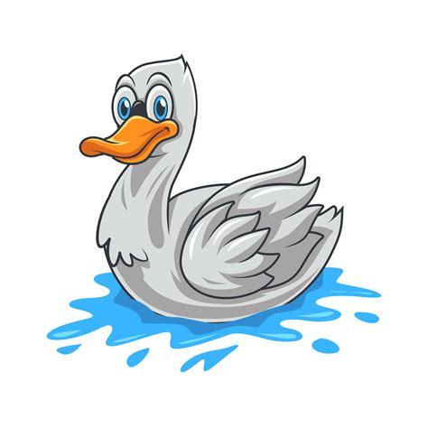 isolated cute swan swimming cartoon illustration 5836441 Vector Art at ...