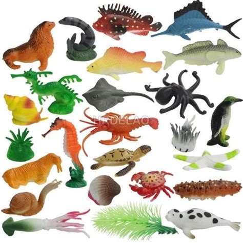 24 pièces animaux marins réaliste mer vie Animal Figurines baleine