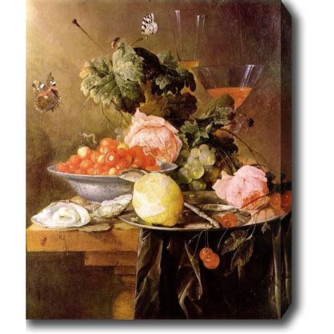 Jan Davidsz De Heem Still Life With Fruit Flowers And Oysters Oil