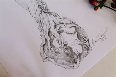 Nude Mother Earth Art Print Naked Nature Goddess Tree Woman