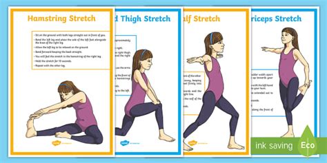 Cool-Down Stretches for Legs Posters - Teaching Resources