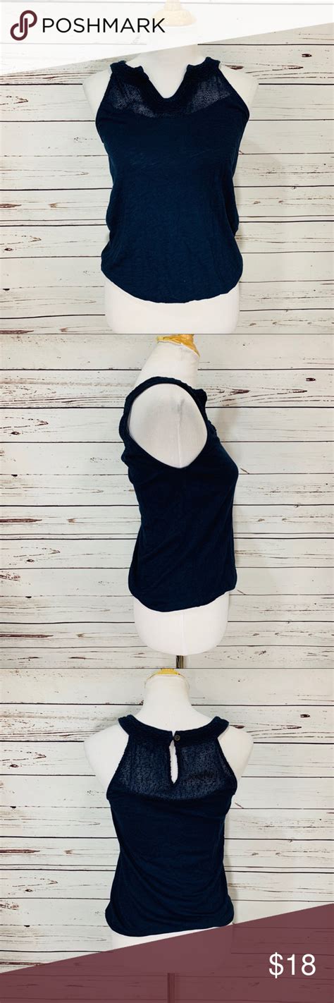 ️ 5 25 {lucky Brand} Crochet Boho Blue Tank Top Blue Tank Top Boho