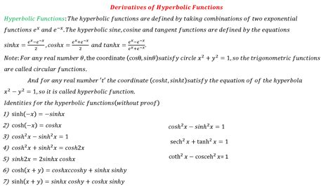 Solution Derivatives Of Hyperbolic Function Studypool