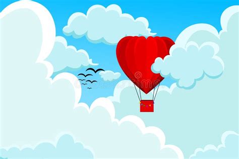 Red Heart Shaped Hot Air Balloon Stock Illustration Illustration Of Card February