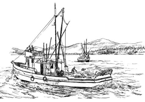 Coloriage bateau de pêche Images pour l écoles et l éducation Dessins