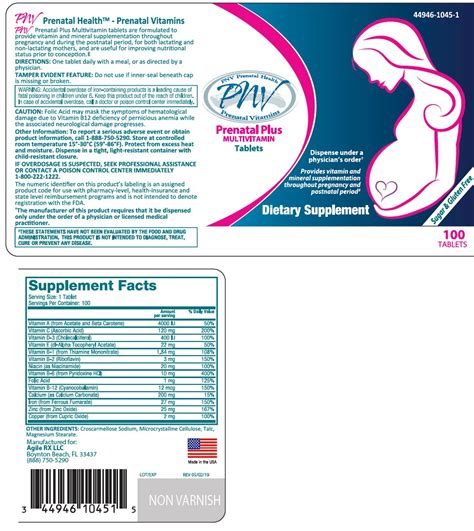 Pnv Prenatal Plus Multivitamin Fda Prescribing Information Side