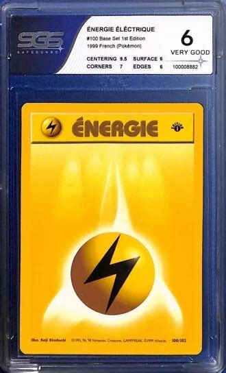 Carte Pokemon Energie Electrique Set De Base Wizards Edition