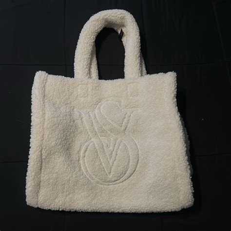 Victoria Secret White Fuzzy Tote Bag Brand New Depop