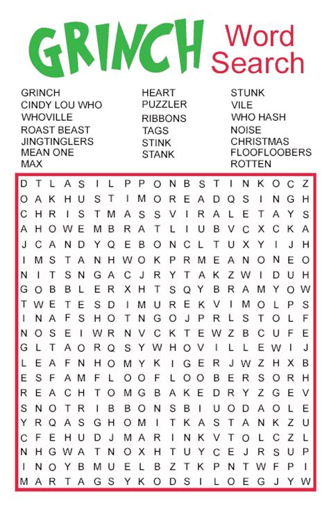 Grinch inspired word search game – Artofit