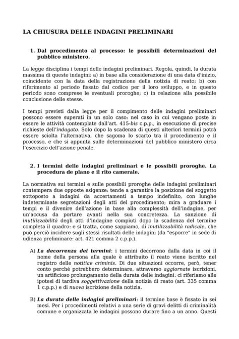 La Chiusura Delle Indagini Preliminari La Chiusura Delle Indagini