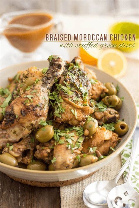Braised Moroccan Chicken With Stuffed Green Olives Recipe Moroccan