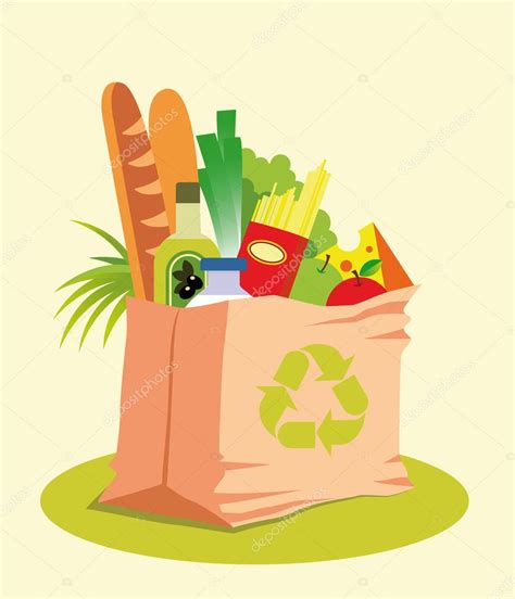 Bolsa de comestibles con comida vector gráfico vectorial evellean