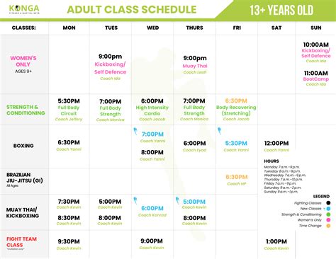 Schedule - Konga Fitness & Martial Arts Mississauga