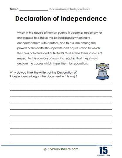 Declaration Of Independence Worksheets 15