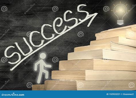 The Man Figure Stepping Books Reaching The Target By Reading Stock
