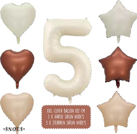 Jaar Cijfer Ballon Snoes Satijn Creme Nude Ballonnnen Heliumballon Bol