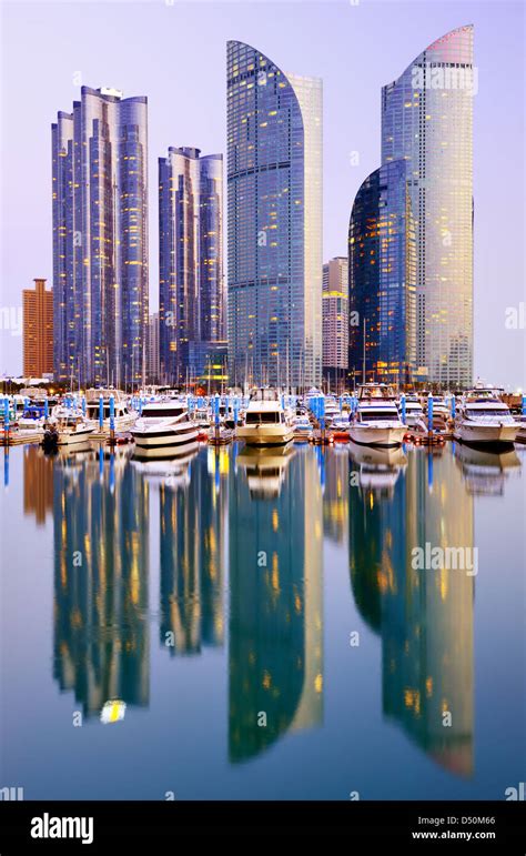 Skyline of Busan, South Korea at night Stock Photo - Alamy