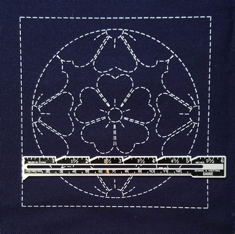 Sashiko Pre Printed Wash Away Pattern Sampler Panel Japanese Crests