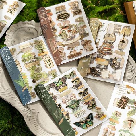 Journamm 8 arkuszy paczka Vintage naklejki DIY Scrapbooking kolaż