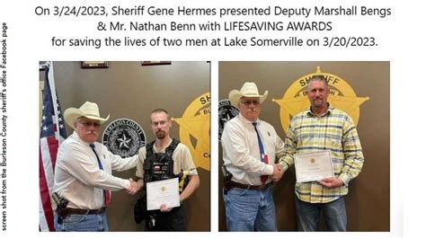 Burleson County Sheriff Recognizes Lifesaving Efforts - WTAW | 1620AM ...