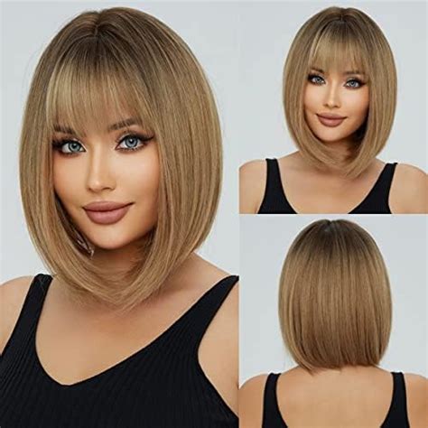 Amazon Renershow Medium Length Bob Wig With Bangs For White Women