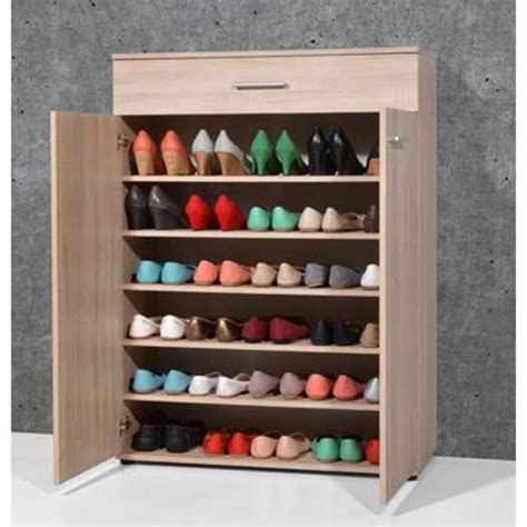 Armoire meuble à chaussures chêne sonoma avec 2 portes et 1 tiroir L