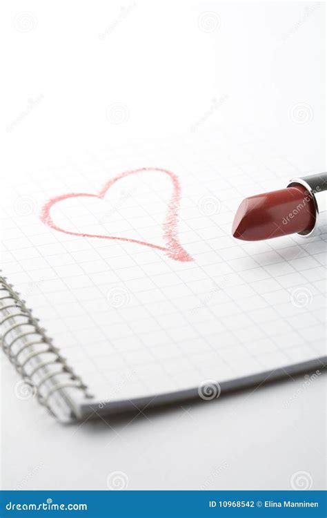 Lipstick And Heart On Notepad Stock Photography Image 10968542