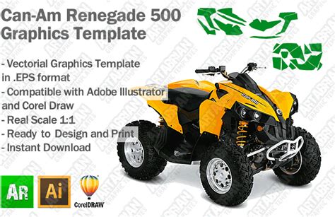 Can Am Renegade 500 Atv Quad Graphics Template Artabrian™ Mx Atv Templates